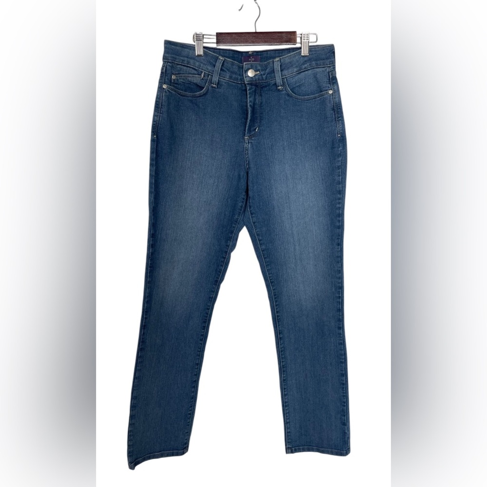 NYDJ Skinny Jeans Medium Wash Mid Rise Lift Tuck Technology Slimming Size 8